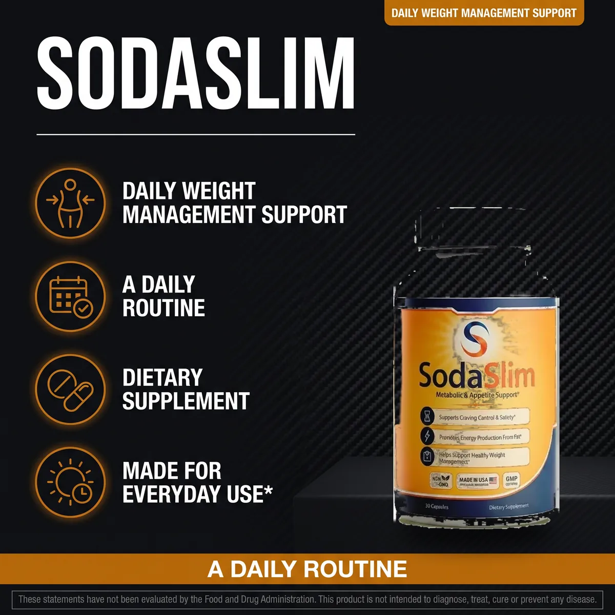 The daily weight management support lines printed on the SodaSlim artwork